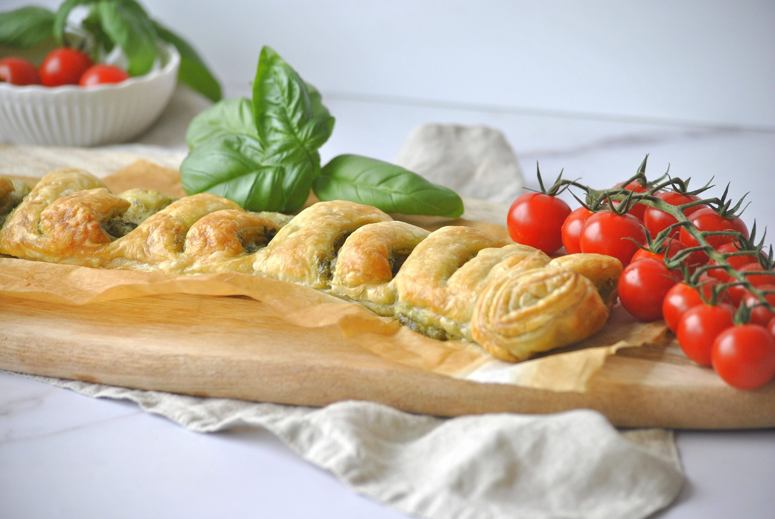 Apero Gebäck-Pesto Schnecken, Pesto Blätterteig